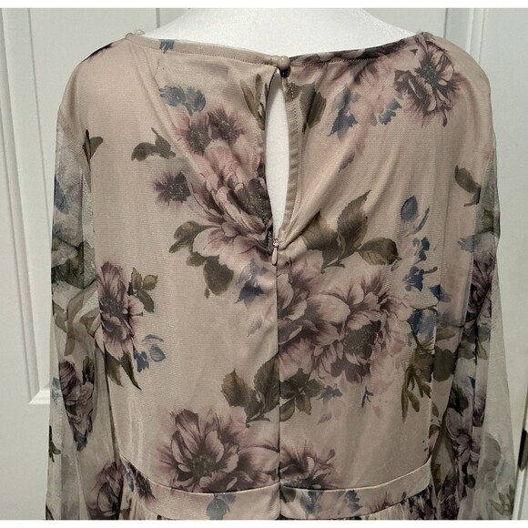 NEW Candalite Women’s Floral Dress Lilac Mesh Overlay Sheer Size 2X - Picture 5 of 9